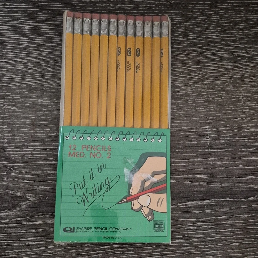 Vintage NOS No. 2 Empire PMA Wood Pencils Set of 12 Made in USA Sealed New